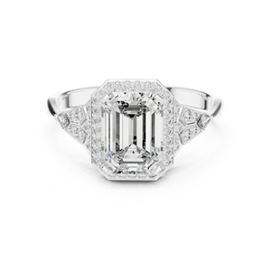 <b>14K</b> Rose <b>Gold</b> Emerald & Round Lab-Grown Diamond <b>Ring</b> for Women | Bridal Wear | New Grown Diamond - Product Image 5