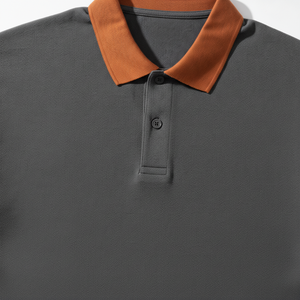 New Latest Men's Solid Color Short Sleeve <b>Polo</b> Shirt Cotton Pique Breathable Casual Design <b>Orange</b> Collar - Product Image 4