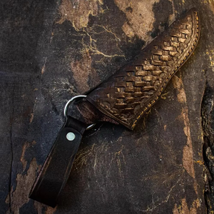 Cuchillo de caza hecho a mano con revestimiento negro personalizado, con bolster de latón y espiga completa. - Product Image 6