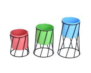 Juego de 3 Macetas de Hierro Multicolores, Estilo Rústico Dorado, Ecológicas, Duraderas, Suministros para Jardín y Hogar, Venta al por Mayor - Product Image 1