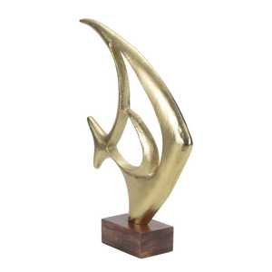 Gold Plated Abstract Sculpture Modern Artistic Tabletop Decor Handmade Wooden Base Irregular Shape Living Room Display - Product Image 4