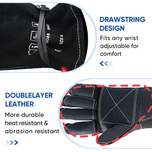 Guantes de Trabajo Resistentes al Fuego y Altas Temperaturas, Guantes de Soldadura TIG de Cuero Vacuno de Alta Calidad, Cómodos y Resistentes - Product Image 4