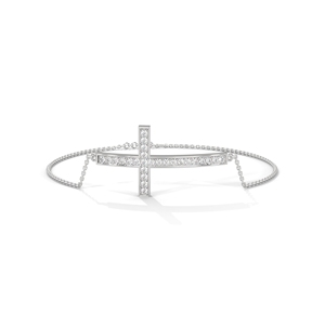 925 Sterling <b>Silver</b> Cross <b>Bracelet</b> Cubic Zircon Link Chain <b>Bangle</b> Rhodium Plated Faith Jewelry Gift - Product Image 1