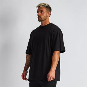 Men's Oversized Black T-Shirt With <b>White</b> Logo Front Print Short Sleeve O-Neck Casual Jersey Cotton <b>Tee</b> - Product Image 3