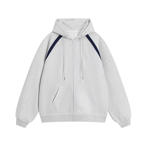<b>Mens</b> Oversized Winter Embroidered Racing Stripe Zip up Hoodie Y2K Streetwear Heavyweight Cotton Fleece OEM Manufacturer - Product Image 5