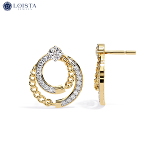 เครื่องประดับโลอิสต้า ต่างหูเพชรเม็ดเดี่ยวคลาสสิก 18K สีขาว, ทอง, ชมพู เพชรเพาะเลี้ยงในห้องปฏิบัติการ ต่างหูเพชรเม็ดเดี่ยวเพาะเลี้ยงในห้องปฏิบัติการสำหรับผู้หญิง - Product Image 1