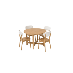 Ensemble de salle à manger rond en teck écologique de luxe ARTERRA, table moderne avec chaises à dossier rembourré, polyvalent pour la maison et la villa - Product Image 1