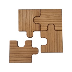 Unique Puzzle Oak Wood Coasters Eco-Friendly Jigsaw <b>Square</b> Wood Cup Mat <b>Set</b> Housewarming Novelty Gift Bar Drinkware Accessories - Product Image 3