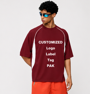 Customized Men's Green Short Sleeve Sporty T-Shirt Quick Dry O-Neck Knitted Oversized Fit Solid Front Logo 100% <b>Polyester</b> - Product Image 3