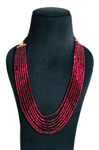 Luxury 7 Layer Red Gemstone Beaded <b>Necklace</b> Handmade <b>Statement</b> <b>Necklace</b> Gold Tone Fashion Jewelry for Women Wedding Party - Product Image 5