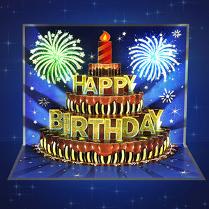 Tarjetas de Cumpleaños Musicales 3D Pop-Up Hechas a Mano en Azul Oscuro con Diseño de Felicitación Personalizado - Product Image 5