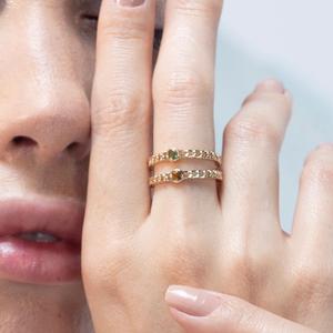 14K White Gold Peridot Cluster Ring with Prong Setting - Product Image 3