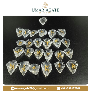 Ensemble de runes en pointe d'arc en cristal transparent de haute qualité, outil spirituel sculpté à la main en pierre précieuse, cadeau - Product Image 3