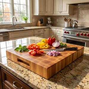 Tabla de Cortar Rectangular de Acacia Resistente, Tabla de Cortar Premium para Cocina, para Carne, Verduras y Frutas, Apta para Lavavajillas - Product Image 1