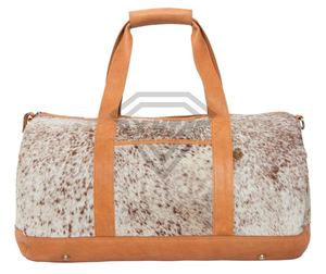 OEM Genuine Tan Speckled Cowhide Hair On Leather Duffle Bag Real Fur Vintage Western Travel <b>Holdall</b> Weekender Duffel Luggage Bag - Product Image 3