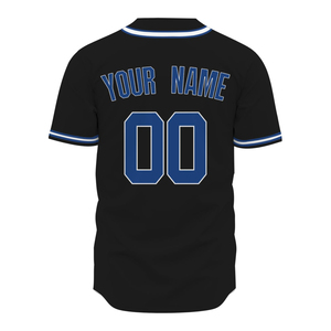 Camiseta de Béisbol Personalizada para Hombre, Negra, Azul y Blanca, con Nombre del Equipo, Impresión Serigrafiada, Transpirable, de Poliéster, Manga Corta, Corte Regular, para Adulto - Product Image 4