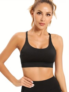 Ladies Smooth Knit Fitness Crop Top Open Ventilation Back Gymwear <b>Underbust</b> Band Dance Bralet Compression Exercise Clothing - Product Image 2