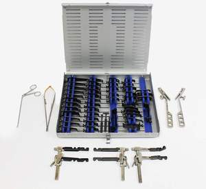 Spinal Surgical Retractor System Stainless Steel Self <b>Retaining</b> Blades with Blue Silicone Sterilization Tray <b>Case</b> - Product Image 1