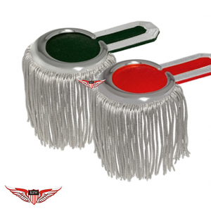 Epaulettes de Hombro KEW Personalizadas de Plata con Centro Rojo y Verde, Chapado en Metal, Duraderas, Elegantes, Estilo Vintage y Ecológico - Product Image 1