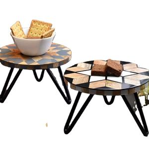 Majestic Blend Soporte para pastel de madera y resina hecho a mano Elegante soporte para postres de pierna de metal para bodas, celebraciones y hogar de lujo - Product Image 2