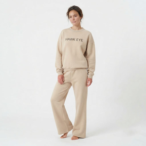 Conjunto de Chándal de Dos Piezas para Mujer con Sudadera de Manga Larga con Cuello Redondo y Pedrería y Pantalones de Pierna Ancha, Ropa Casual al por Mayor - Product Image 6
