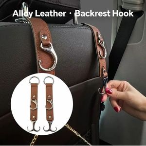 Ganci Multifunzionali in Ecopelle per Poggiatesta Auto, Set da 2 Pezzi, Ganci Portaoggetti per Sedile Auto in PU - Product Image 2