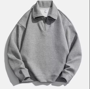 Sudadera con media cremallera de alta calidad, marca de moda Unisex, ropa de calle de lana de gran tamaño, Sudadera con capucha cuadrada recortada, sudadera con media cremallera para hombres - Product Image 3