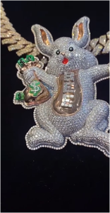 Colgante de conejo con incrustaciones de moissanita VVS, plata S925, estilo hip hop, personalizado, brillante, para hombre y mujer - Product Image 4