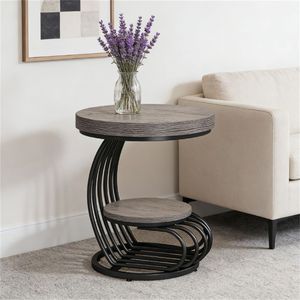 Round Coffee <b>Table</b> with Storage Rack <b>for</b> Use As a <b>Sofa</b> or Tea <b>Table</b> <b>Side</b> <b>Table</b> - Product Image 1