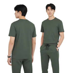 Conjunto Médico Unisex para Hospital, con Cuello Redondo, Manga Corta, Pantalones Jogger, Spandex/Algodón, Fácil Cuidado, Uniforme para Clínicas - Product Image 1