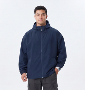 Veste coupe-vent à capuche pour homme, coupe ample, fermeture éclair, en nylon, décontractée, 100 % polyester, manches longues, épaules tombantes, hiver - Product Image 6