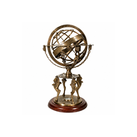 Maximus International Sphère armillaire vintage en laiton avec base hippocampe, globe astronomique Art Déco, décoration de bureau nautique écologique