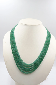 Collier minimaliste à 5 rangs de perles d'émeraude zambienne facettées rondes, 2,5-4 mm, 17-20 pouces - Product Image 2