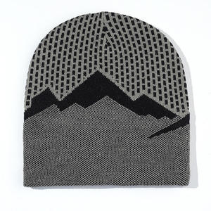 Gorro de Punto Jacquard con Patrón Geométrico Unisex, 56-58CM, Gorro de Invierno, Estilo Casual, Acrílico, Cálido, para Exteriores, para Adultos - Product Image 4
