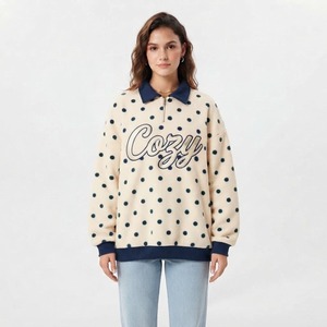 เสื้อสเวตเชิ้ตปักลายตัวอักษรโตเกียวสีน้ำเงินกรมท่าสำหรับผู้หญิง ปกคอพับ แขนยาว สไตล์หวาน ใส่ได้ในฤดูใบไม้ร่วง - Product Image 3