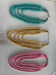 สร้อยคอประดับมุกเทียมหุ้มผ้าทำมือหลายชั้น ดีไซน์โบฮีเมียนรูปผีเสื้อ หลายเส้น สร้อยคอแฟชั่น ของขวัญ เครื่องประดับ - Product Image 3