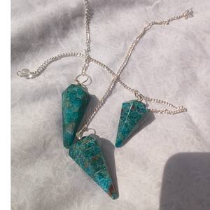 Pendule en Apatite Bleue Naturelle de Haute Qualité |   Pendentif de radiesthésie en cristal poli |   Pierre énergétique de méditation Reiki |   Feng Shui | - Product Image 4