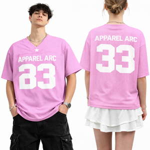 Maillot de football personnalisé rose en mesh 23 unisexe, coupe oversize, chemise de sport, marque privée, fournisseur en gros USA - Product Image 1