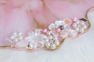 Pink Resin Art Deco <b>Plant</b> Floral Rectangle Wedding Multi-Functional Serving <b>Tray</b> - Product Image 2