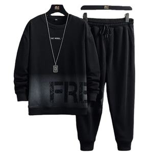 Ensemble de survêtement coupe-vent à manches longues pour homme, de haute qualité, 100% coton, doublure en polaire, col boutonné, coupe régulière - Product Image 5