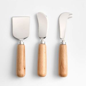 Cheese Knife <b>Set</b> With Wooden Handles Stainless Steel Blades Durable Design For Food Contact - Product Image 1