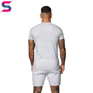 Ensemble T-shirt et short décontracté pour homme, style le plus récent, qualité supérieure, confortable, col rond, gris uni, respirant, tricoté - Product Image 2
