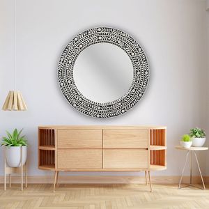 Marco de espejo de resina con incrustaciones de hueso de inspiración real, con detalles de incrustaciones hechas a mano para una decoración opulenta del hogar. - Product Image 1