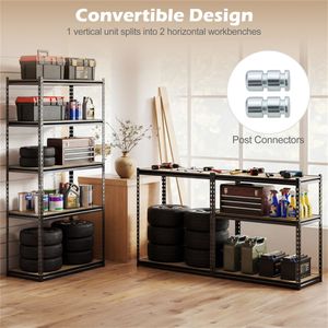 Étagère de rangement robuste à 5 niveaux noire pour garage, 183 cm H x 91 cm L x 46 cm P, capacité de charge de 998 kg, sans boulons - Product Image 3