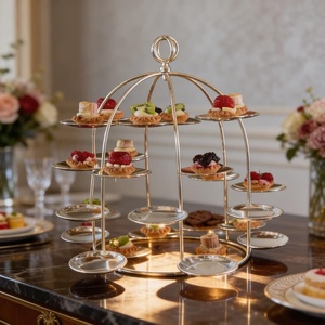 Support à bougies chauffe-plat doré UO, support votif métallique à étages, centre de table de mariage, décoration de luxe pour la maison, décoration festive pour événements Diya - Product Image 1