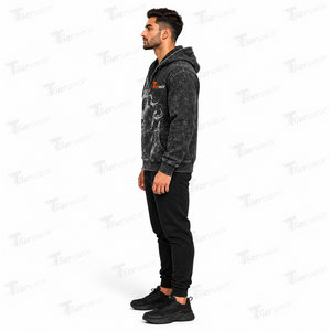 Wholesale Acid Wash Zip Up Hoodie Men Cotton Fleece Casual Streetwear Hoodie Custom OEM Private Label Clothing Manufacturer - Product Image 3