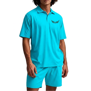 เสื้อโปโลสีเขียวมะกอกสำหรับผู้ชาย ชุดเสื้อแขนสั้นปักโลโก้ ผ้าอ๊อกซ์ฟอร์ดระบายอากาศได้ดี สวมใส่สบายๆ - Product Image 2