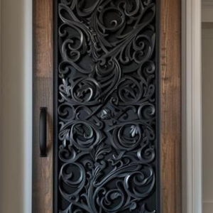 Puerta Corredera de Madera Tallada a Mano de Lujo, Diseño Artístico con Filigrana, Decoración para Entrada Interior - Product Image 2