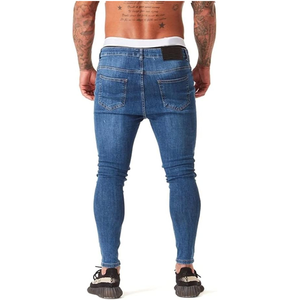 Jeans bleus classiques vintage sur mesure pour hommes, extensibles, respirants, avec fermeture éclair, broderie, boutons et rivets décoratifs, automne-été - Product Image 2