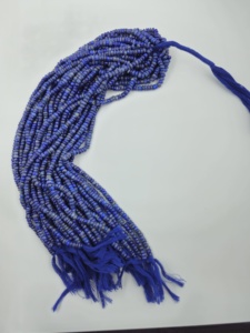 Perles rondes en lapis-lazuli naturel, forme de roue lisse, brins de pierres précieuses en vrac pour la fabrication de bijoux, vente en gros - Product Image 4